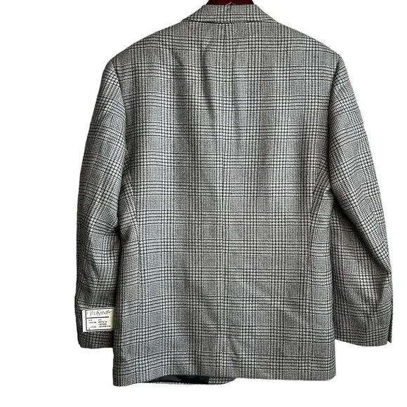 Vintage Yves Saint Laurent YSL Mens 40R Blazer Black Gray Sport Coat 2 Button - Picture 3 of 11
